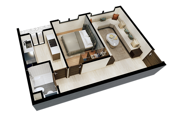 Appartement I62 en perspective 3D